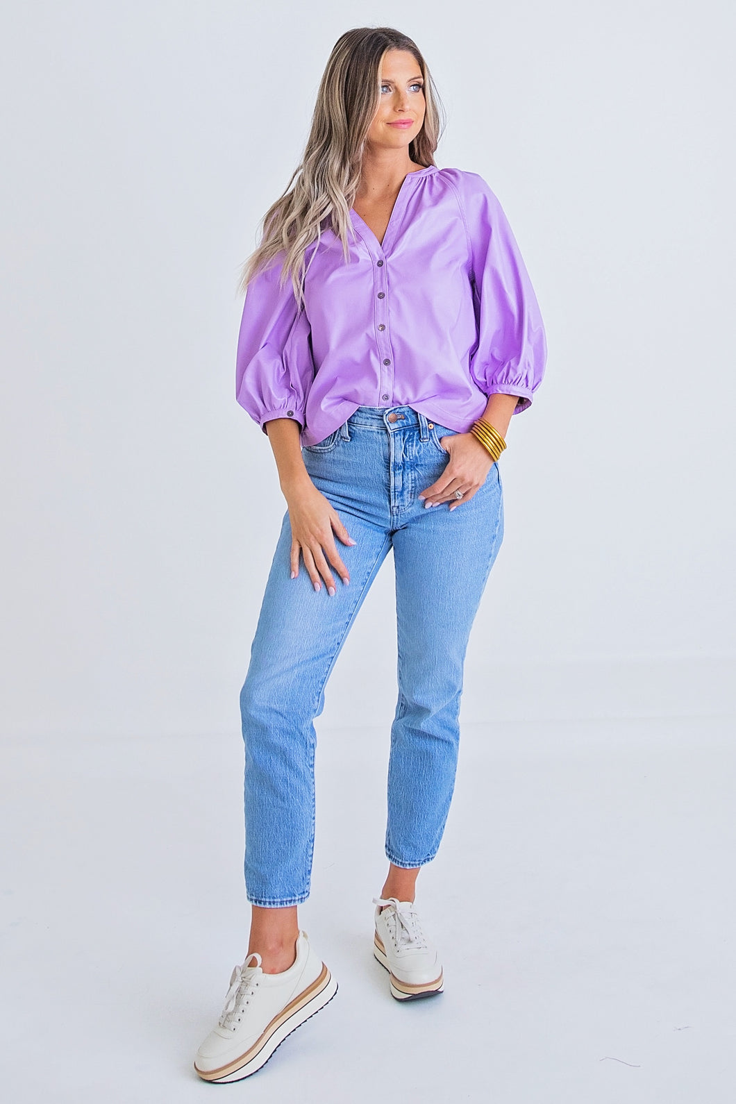 Carter Faux Leather Top - Lilac