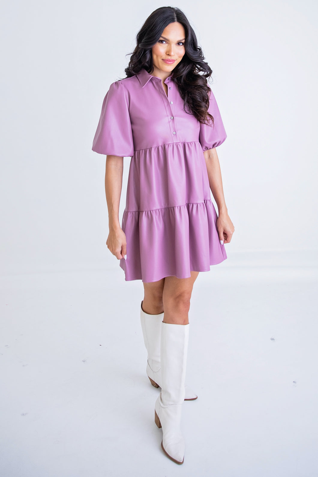 Poppy Pleather Dress - Purple